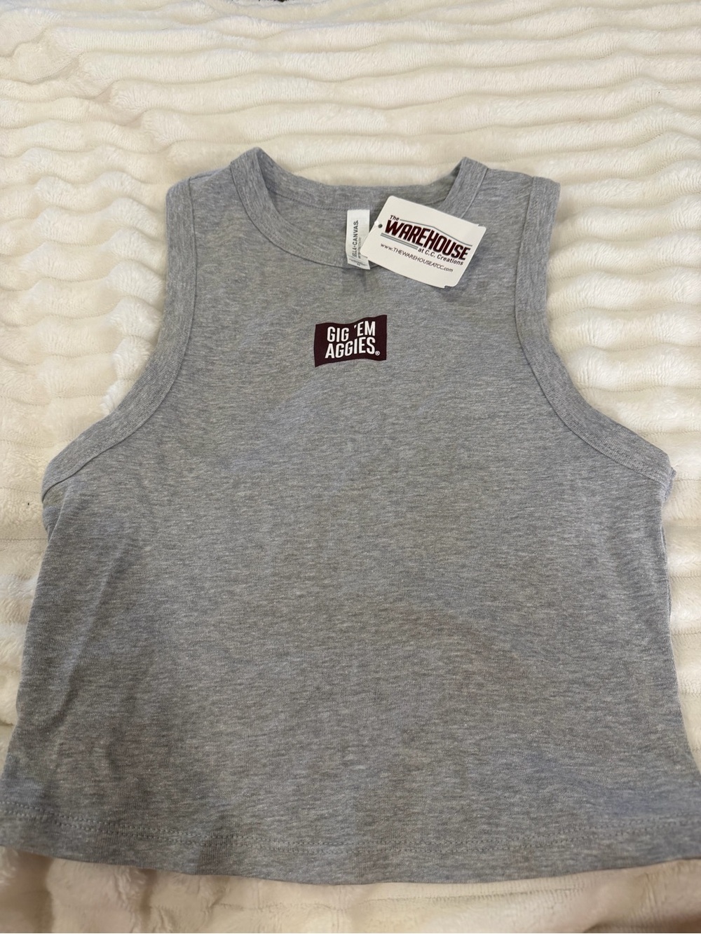 Warehouse Kids' Gray Tank Top with Maroon 'Gig 'Em Aggies' Graphic